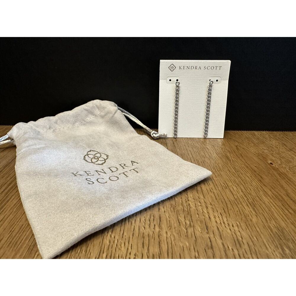 Kendra Scott Ace Chain Linear Earrings in Rhodium Metal NWT